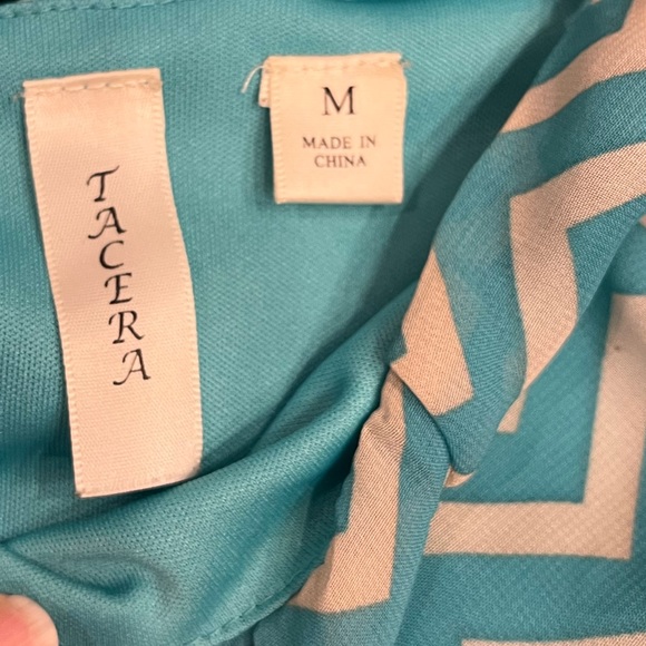 Short and flirty, turquoise chevron patterned dress. - Picture 4 of 7